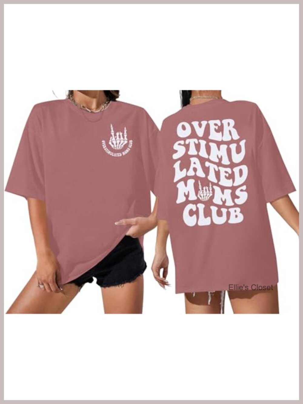 Oversized Overstimulated Moms Club Shirt Funny Graphic Tee Casual Short Sleeve